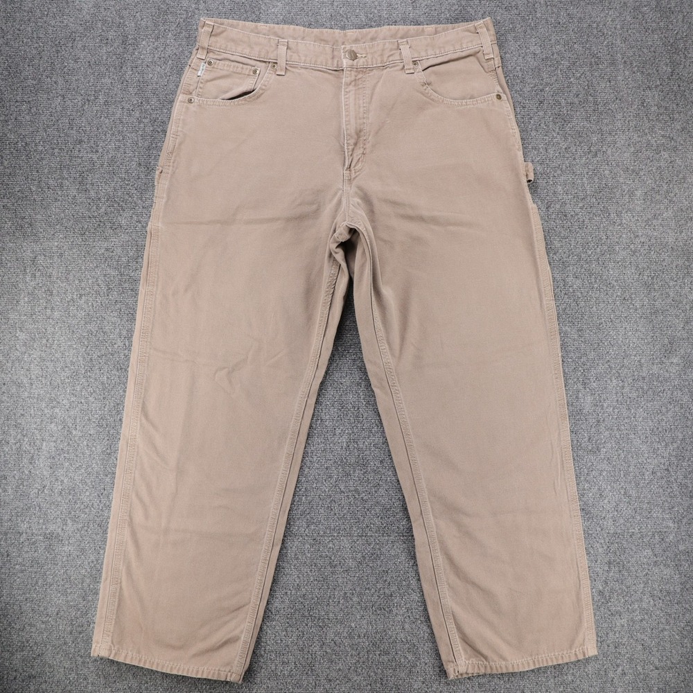 Carhartt B159 MUS Mens Loose Fit Canvas Carpenter Pants Taupe 38x30 (Fits 38x29)
